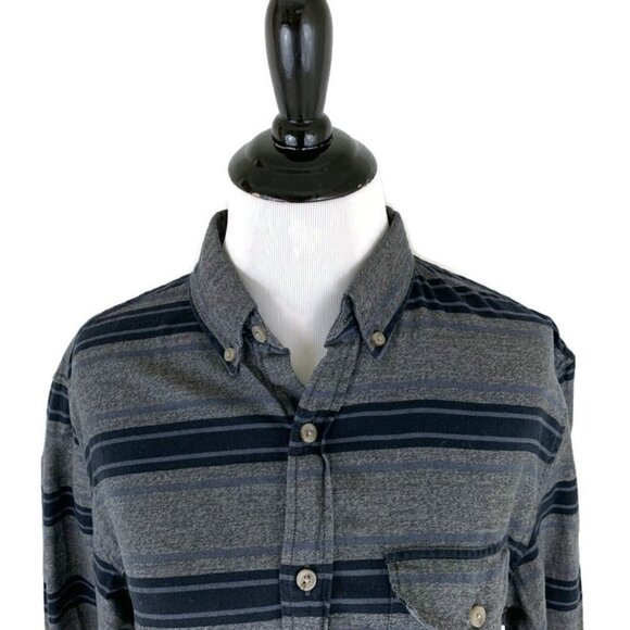 J. Crew Men's S Small Button Down Shirt "Workshirt" Striped Gray Blue Cotton - Picture 2 of 7